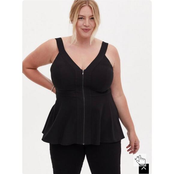 NWT Torrid Peplum Crepe Zip-Front Top 3 3X 22-24 - Picture 1 of 8